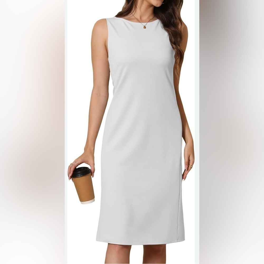 NWT Chic White Sleeveless Midi Dress